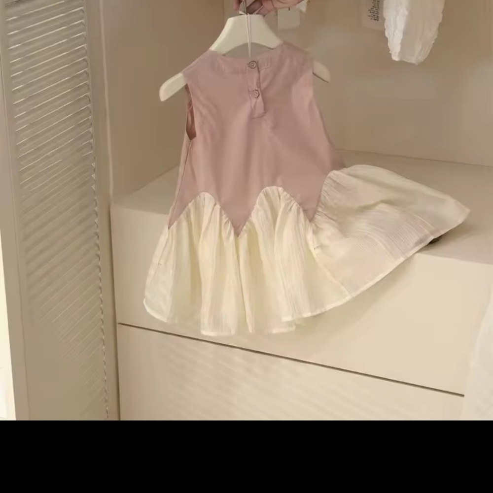 Adorable Pink and White Kids Casual Dress